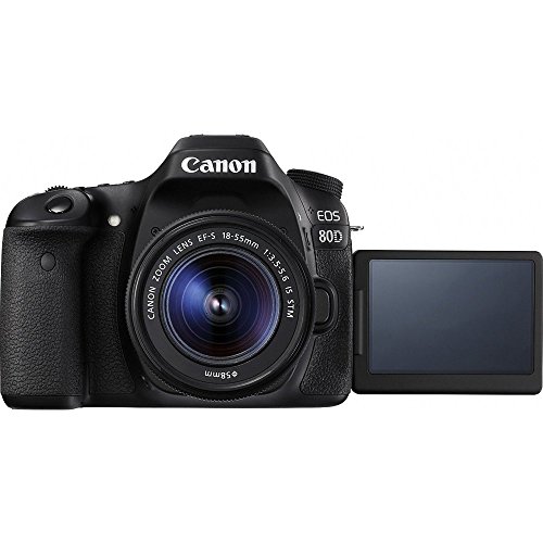 Canon EOS 80D CMOS DSLR Camera + EF-S 18-55mm IS STM & 75-300mm III Lens Kit + Accessory Bundle 64GB SDXC Memory + SLR Photo Bag + Wide Angle Lens + 2x Telephoto Lens + Flash + Remote + Tripod, Bundle