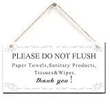 zhongfei Warning Sign- Please Do Not Flush Paper Towels, Sanitary Products, Tissues & Wipes Vintage Style Sign/Plaque (5