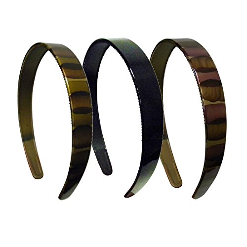 Striped and solid 3/4 inch hard plastic headband hair band (set o…
