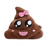 BESTOMZ Poop Plush Pillow Round Cushion Toy Brown Pink, 35 x 35 x 10 cm (Poop Girl)