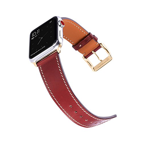 CHIMAERA Compatible for Apple Watch Band 38mm Leather Series 3/2/1 Strap Rose Gold