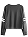SweatyRocks Women's Striped Long Sleeve Crewneck Crop Top Sweatshirt Dark Grey S
