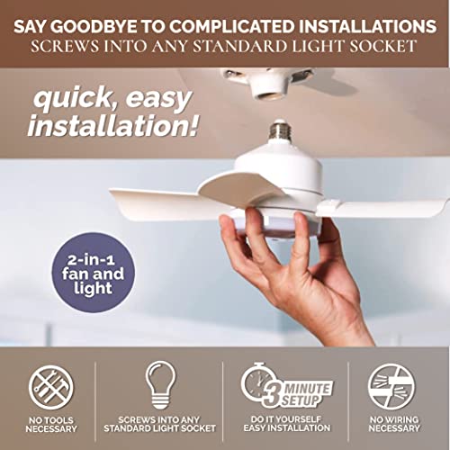 Socket Fan Ceiling Fan with Light, 1000 Lumens Ceiling Fan with Light