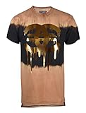 SCREENSHOTBRAND Mens Hipster Hip-Hop Premiun Tees - Stylish Longline Washed Gold Foil Graphic T-Shirts CC - Bk/Pk - Large