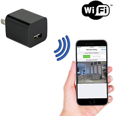 SpygearGadgets 1080P HD WiFi Streaming Mini USB Wall Charger Hidden Spy Nanny Camera - Stream Live HD Video to iPhone/Android Phones