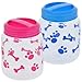BPA-Free Plastic Airtight Cat and Dog Pet Treat & Food Storage Containers Canisters, Set of 2, 1 Blue & 1 Pink with Paw and Bone Print by Greenbrier