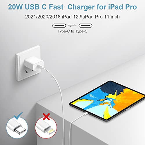 iPad Pro Charger【Apple MFi Certified 】 20W USBC Fast Charger 2Pack