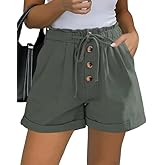 Mosucoirl Women Comfy Drawstring Casual Elastic Waist Pure Color Shorts Summer Beach Lightweight Short Pants with Pockets