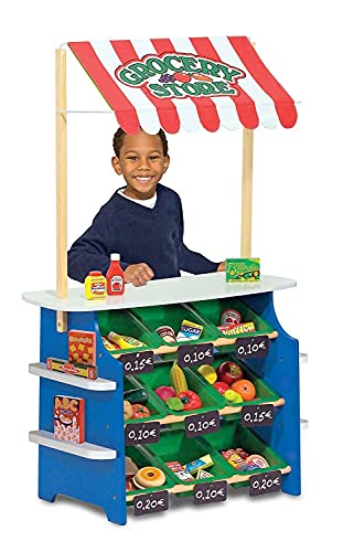 Melissa & Doug Grocery Store and Lemonade Stand Pretend Play Toy Large Wooden Playset Interactive Role-Playing Gift for Boys and Girls Age 3+