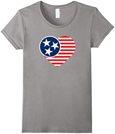 Womens Tennessee Flag Shirt Vintage American USA Heart T-Shirt XL Slate