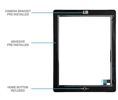 TechOrbits Replacement 9.7" Touch Screen Digitizer Glass for IPAD 2 with Home Button A1395 A1396 A1397 (AT&T/T-Mobile/Sprint/Verizon) GSM CDMA White Repair Kit