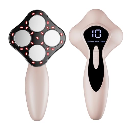Vibra Pro Anti-Cellulite Slimming Machine Massager with 4 Professional Heads for Waist, Belly, Buttocks, Arm, Unisex, Skin Firming (Rose Gold)