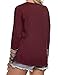 POGTMM Women 's O-Neck Casual Loose Long Sleeve Blouse Basic Tee Tops (L, Wine Red)