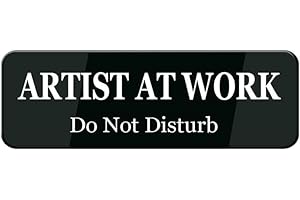 YCEHOM Artist At Work Do Not Disturb Acrylic Sign 3×9 Inches Rounded Corners Modern Design with Symbols High Visibility Priva