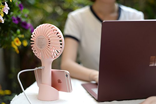 YIHunion Mini Handheld Fan Personal Portable USB Rechargeable Battery Powered Fan with Base, 2500mAh Battery，4 Modes for Home, Office, Bedroom and Outdoor travel(White) - Thumbnail 3