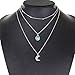 Olbye Moon Pendant Necklace Layering Turquoise Necklace Choker Personalize Silver Necklace Jewelry for Women