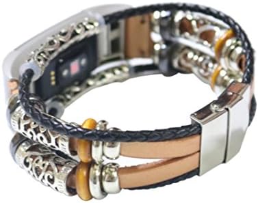 BZLine® Leather Straps Band For Fitbit Charge 2, Adjustable, Original Classic Replacement Wristband, Accessories with Metal Plugs