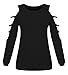 Imily Bela Women's Cut Out Long Sleeve Cold Shoulder Loose Fit T Shirt Tops Sweatshirt Black