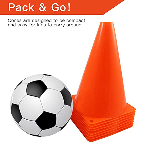 Excefore 7 Inch Plastic Traffic Cones 12Pcs Sport Training Agility Marker Cone for Soccer, Skating, Football, Basketball, Indoor and Outdoor Games