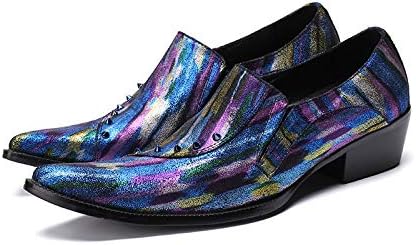 LOVDRAM Men'S Leather Shoes Luxury Business Shoes With Rivets Print Flower Fashion Party And Wedding Men Loafers Plus Size Men High Heel Shoes