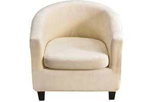 CRFATOP 2 Piece Velvet Club Chair Slipcover Stretch Barrel Chair Covers Thick Tub Chair Slipcovers Soft Armchair Sofa Cover Removable Furniture Protector Arm Chair Cover for Living Room,B12