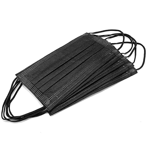 BEUIO 100PCS Black Disposable Face Masks 3 Ply Protection Safety Mask