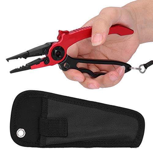 Angelzange Angelköder Zange Selbstsichernde Angelzange Hakenentferner Braid Line Cutting und Split Rings Tool(rot) – Bild 3