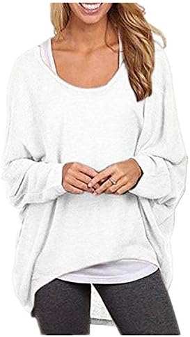 lliamst Womens Casual Oversized Baggy High Low Blouse Pullover Tunic Shirts WhiteLarge