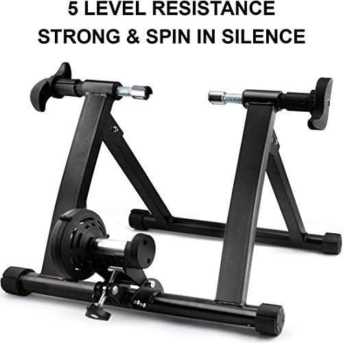 Galax Supply Indoor Magnetic Bike Trainer Stand 2019 | Fitness Bicycle Trainer | 5 Level Resistance Wireless Exercise Stand | for Indoor Riding (Black)