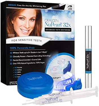 NuPearl32X Advanced Teeth Whitening System Peroxide-Free with Bonus Whitening Pen For A Naturally Brighter Smile