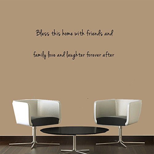 Bless this home with friends and family love and laughter forever after Sayings Letters Decals Lettering Vinyl stickers 10″High