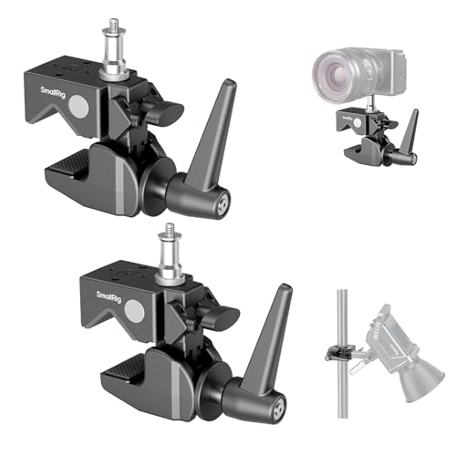 SMALLRIG Super Clamp Kit 2-Pack, Hochleistungs Max Load 33lb/15kg, mit einem 1/4"-20 und 3/8"-16 oberen Schraube, für Fotostudio Video-Kamera-Beleucht
