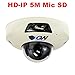 GW Security 5 Megapixel Sony Starvis HD 1920P PoE 1.9mm 160° Wide Angle Night Vision 2 Way Audio Security Mini Dome IP Camera Built-In Microphone and Micro SD slot, Audio Recording Power Over Ethernet