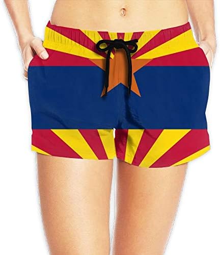 LULUZXOA Women's Beach Board Shorts American Arizona State Flag Swim Trunks Briefs Swimsuit
