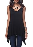 iGENJUN Women's V Neck Front Criss Cross Basic Flowy Tank Tops