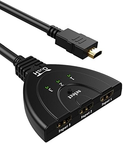 HDMI Switch, OUSH 3x1 HDMI Switcher with Pigtail Cable Support UHD 4Kx2K @30Hz and 3D