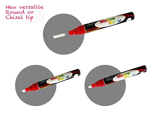 Chris-Wang 8 Pack Reversible Round & Chisel Tips Liquid Chalk Markers, Eraseable, Child Friendly, Use On Windows/Mirrors/LED Writing Board/Whiteboard/Chalkboard Labels, Top Entertainment For Kids