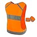 247 Viz Running Reflective Vest with Inside Pocket and 2 Bands, High Visibility Reflective Running Gear Safety Vest Straps for Men Women Kids for Night Running Walking Cycling Orange