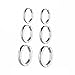 Jwoolw Jewelry Set of 3 Pairs Women Mens Surgical Stainless Steel Round Cute Small Charm Hoop Huggie Earrings Hypoallergenic (Silver 1)