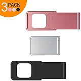 Smart La Vision Webcam Cover Slider by, 3 Pack Ultra Thin Aluminium Web Camera Privacy C Slide for MacBook Pro, iMac, Laptops, Surface Pro,iPhone and Android Smartphones, (3 PACK Silver/Black/Pink)