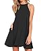 Sarin Mathews Women's Halter Neck Sleeveless Casual Swing T-Shirt Loose Dress Black S