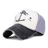Superhappy Vintage Style the Pirate Ships Anchor Printing Multicolor Adjustable Baseball Cap (Black & Grey)
