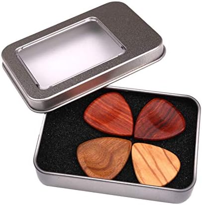 Finerplan 1 Set Wooden Plectrums Picks with Storage Case Accessories for Guitar Bass Banjo