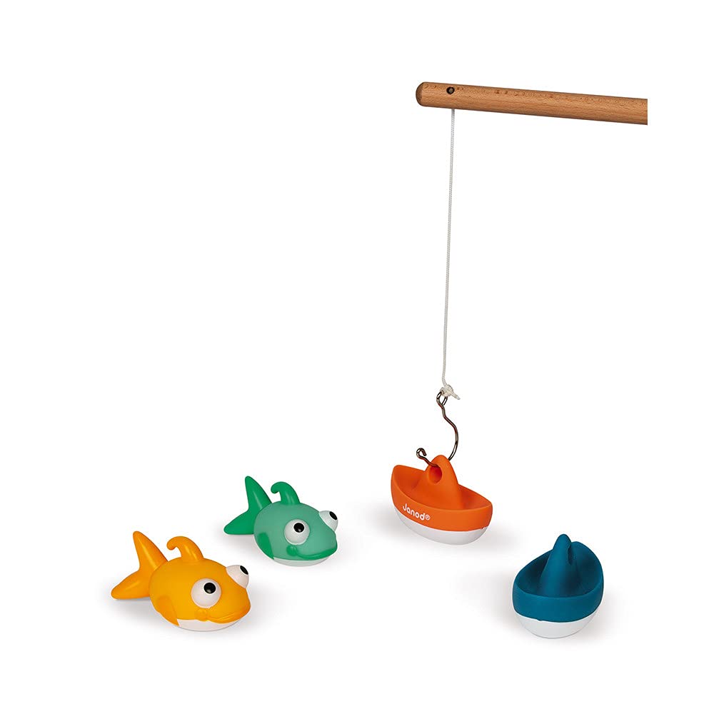Janod - Fishing Game with 2 Squirters Included - Early Childhood Bath Toy - Develops Imagination & Awakens the Senses - From 2 Years Old, J04715
