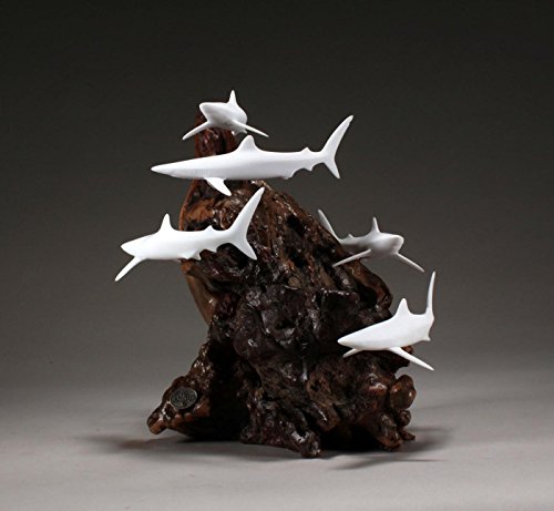 SHARK SCHOOL Sculpture by JOHN PERRY 11 in high Pellucida Statue Figurine - Thumbnail 3