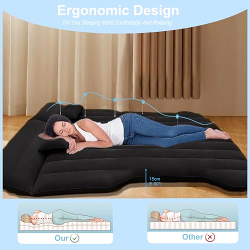Colchon Coche, Colchón Inflable Cama para Model Y Asiento Trasero Tronco | Cama Hinchable Viajes Camping | Coche de Aire Libre Acampadas para SUV RV VAN Truck|195x130x15cm| Superficie de aglomeración