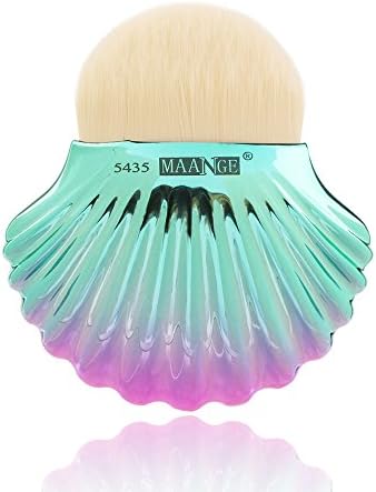 Iskas Makeup Foundation Brush Chubby Shell Make Up Concealer Brushes Professional Face Blush Beauty Tool for Liquid Powder Cream Cosmetics - White Bristles