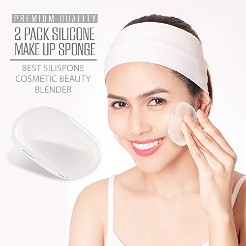 2 Pack Silicone Makeup Sponge [Washable] Premium Quality - Gel Foundation Makeup and Puff BB - Best Silisponge Cosmetic Beauty Tools Blender [Clear]