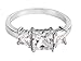 CloseoutWarehouse Princess Cut Cubic Zirconia Three Stones Ring Sterling Silver (Color Options, Sizes 2-15)