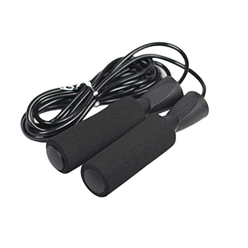 Adjustable Jump Rope with - Cardio Jumping Rope for Men, Women, and Children of All Heights and Skill Levels (Black